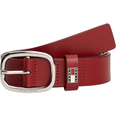 Tommy Jeans Damen Gürtel Oval Ledergürtel, Rot (Rustic Cherry), 75 cm Tommy Jeans Damen Gürtel Oval Ledergürtel, Rot (Rustic Cherry), 75 cm