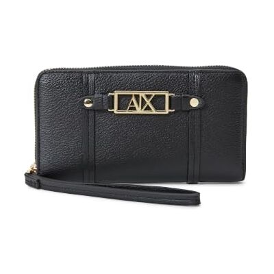 Armani Exchange Women's Polly Classic Metal Logo Wrist Band Travel Accessory- Travel Wallet,Black,One Size Armani Exchange Women's Polly Classic Metal Logo Wrist Band Travel Accessory- Travel Wallet,Black,One Size