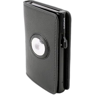 ClickSafe 995201 Kreditkarten-Börse SLIM, schwarzes Nappa-Leder, Kartenhalter Aluminium Schwarz, 6 Karten, Click-System, Etui mit AirTag-, Schein- und Kreditkartenfach, RFID, 9,5 x 6,5 x 2 cm, Schwarz ClickSafe 995201 Kreditkarten-Börse SLIM, schwarzes Nappa-Leder, Kartenhalter Aluminium Schwarz, 6 Karten, Click-System, Etui mit AirTag-, Schein- und Kreditkartenfach, RFID, 9,5 x 6,5 x 2 cm, Schwarz