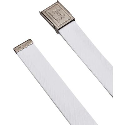 Under Armour Herren Stretch Webbing Belt, strapazierfähiger, elastischer Hosengürtel, verstellbarer Gürtel mit Wendedesign und Klemmschnalle,White/Halo Gray/Silver,OSFM Under Armour Herren Stretch Webbing Belt, strapazierfähiger, elastischer Hosengürtel, verstellbarer Gürtel mit Wendedesign und Klemmschnalle,White/Halo Gray/Silver,OSFM