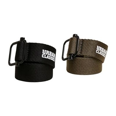 Urban Classics Industrial Canvas Belt 2-Pack black/olive S/M Urban Classics Industrial Canvas Belt 2-Pack black/olive S/M
