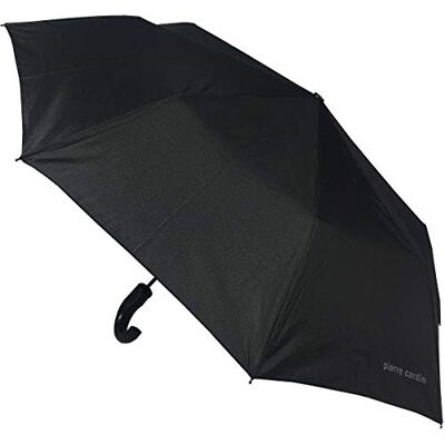 Pierre Cardin Schwarzer Herren Designer Regenschirm Gebogener Griff Faltbarer Regenschirm mit Automatiköffnung Pierre Cardin Schwarzer Herren Designer Regenschirm Gebogener Griff Faltbarer Regenschirm mit Automatiköffnung