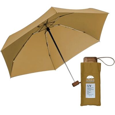Le Monde du Parapluie Mini Regenschirm 5 Klappschirm Schirm UV-Schutz UPF 50+ UV Schutz Leicht und kompakt Reiseformat Tasche Winddicht Holzgriff mit Stoffbezug Rustikales Karamell Le Monde du Parapluie Mini Regenschirm 5 Klappschirm Schirm UV-Schutz UPF 50+ UV Schutz Leicht und kompakt Reiseformat Tasche Winddicht Holzgriff mit Stoffbezug Rustikales Karamell