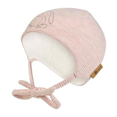 Sterntaler Beanie Hase – Baby Mütze mit Ohrenklappen und Bindeband – Mädchen Erstlingsmütze mit dezenter Stickerei Hase und Fleecefutter Kopfbedeckung ab Geburt – puderrosa meliert, Größe 45 Sterntaler Beanie Hase – Baby Mütze mit Ohrenklappen und Bindeband – Mädchen Erstlingsmütze mit dezenter Stickerei Hase und Fleecefutter Kopfbedeckung ab Geburt – puderrosa meliert, Größe 45