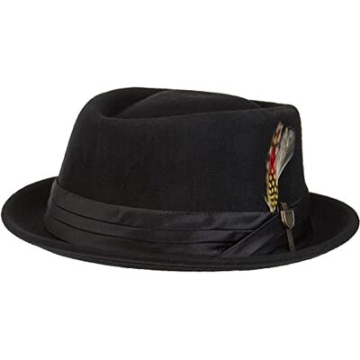 Brixton Headwear, Stout Pork Pie, Black/Black, L, 10764 Brixton Headwear, Stout Pork Pie, Black/Black, L, 10764