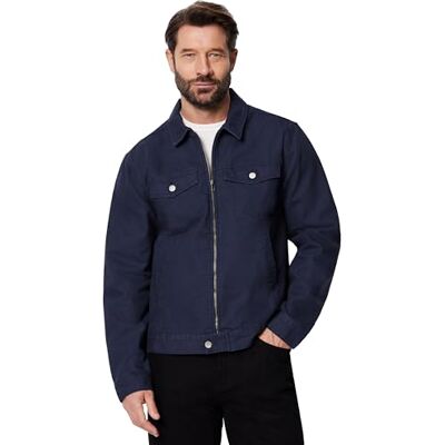 Amazon Herren Trucker-Jacke aus Baumwolldrillich mit Reißverschluss Vorne, Marineblau, XL Amazon Herren Trucker-Jacke aus Baumwolldrillich mit Reißverschluss Vorne, Marineblau, XL