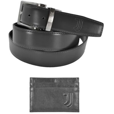 JUVENTUS Geschenkset Ledergürtel und Kreditkartenhalter, elegante offizielle Geschenkbox, Schwarz, Accessoires für Herren JUVENTUS Geschenkset Ledergürtel und Kreditkartenhalter, elegante offizielle Geschenkbox, Schwarz, Accessoires für Herren