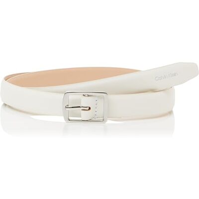 Calvin Damen Gürtel Classic Square Buckle Belt 2,0 cm Ledergürtel, Weiß (Lily White), 105 cm Calvin Damen Gürtel Classic Square Buckle Belt 2,0 cm Ledergürtel, Weiß (Lily White), 105 cm