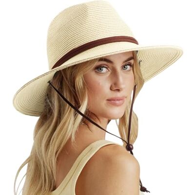 DRESHOW Damen Panama Hut Breiter Krempe Stroh Sommer Fedora Strohhut Panama Aufrollen Hut Strand Rollbar UV Sonnenhut UPF 50 + DRESHOW Damen Panama Hut Breiter Krempe Stroh Sommer Fedora Strohhut Panama Aufrollen Hut Strand Rollbar UV Sonnenhut UPF 50 +