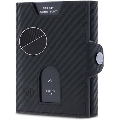 VON HEESEN Slim Wallet mit XL Münzfach & RFID Schutz Geldbörse Herren & Damen Kartenetui Kreditkartenetui Mini Portmonee Geldbeutel Portemonnaie klein Carbon-Schwarz (PU) VON HEESEN Slim Wallet mit XL Münzfach & RFID Schutz Geldbörse Herren & Damen Kartenetui Kreditkartenetui Mini Portmonee Geldbeutel Portemonnaie klein Carbon-Schwarz (PU)