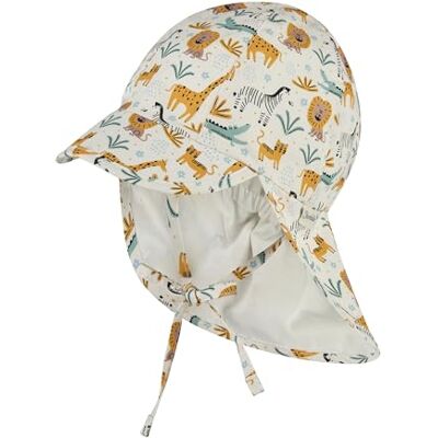 Sterntaler Schirmmütze Nackenschutz Zootiere – Leichte Kindermütze aus Baumwoll-Popeline mit Zootier-Print, Gummizug, Bindeband und UV-Schutz 50 – Ecru, Größe 53 Sterntaler Schirmmütze Nackenschutz Zootiere – Leichte Kindermütze aus Baumwoll-Popeline mit Zootier-Print, Gummizug, Bindeband und UV-Schutz 50 – Ecru, Größe 53