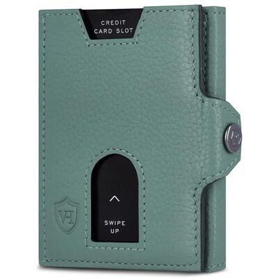 VON HEESEN Slim Wallet mit Münzfach & RFID Schutz Leder Geldbörse Herren klein Mini Geldbeutel Damen Portmonee Kartenetui Echtleder Karten Portemonnaie Kreditkartenetui Türkis Silver Pine VON HEESEN Slim Wallet mit Münzfach & RFID Schutz Leder Geldbörse Herren klein Mini Geldbeutel Damen Portmonee Kartenetui Echtleder Karten Portemonnaie Kreditkartenetui Türkis Silver Pine