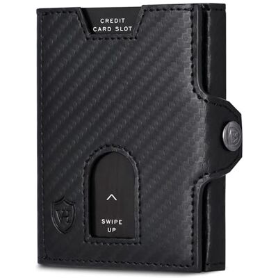 VON HEESEN Slim Wallet mit Münzfach & RFID Schutz Geldbörse Herren & Damen Kartenetui Kreditkartenetui Mini Portmonee Geldbeutel Portemonnaie klein Carbon-Schwarz VON HEESEN Slim Wallet mit Münzfach & RFID Schutz Geldbörse Herren & Damen Kartenetui Kreditkartenetui Mini Portmonee Geldbeutel Portemonnaie klein Carbon-Schwarz