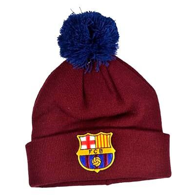 Hy-Pro Offiziell lizenzierte Barcelona Bommelmütze für den Winter mit traditionellem Pom-Pom Design Fan Bommelmütze für Damen und Herren rot mit Logo Hy-Pro Offiziell lizenzierte Barcelona Bommelmütze für den Winter mit traditionellem Pom-Pom Design Fan Bommelmütze für Damen und Herren rot mit Logo