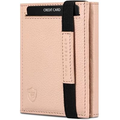 VON HEESEN Slim Wallet mit XL Münzfach & RFID Schutz Leder Geldbörse Herren klein Mini Geldbeutel Damen Portmonee Kartenetui Echtleder Karten Portemonnaie Kreditkartenetui Rose VON HEESEN Slim Wallet mit XL Münzfach & RFID Schutz Leder Geldbörse Herren klein Mini Geldbeutel Damen Portmonee Kartenetui Echtleder Karten Portemonnaie Kreditkartenetui Rose