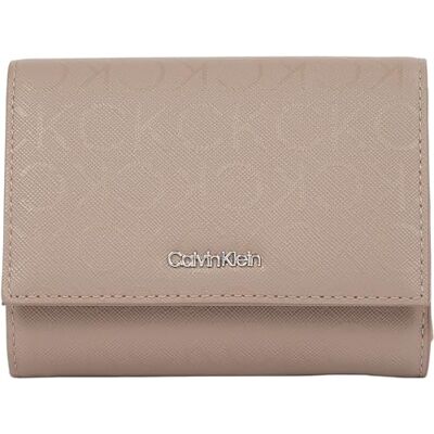 Calvin Damen Geldbörse Trifold Zip Mono Klein, Beige (Cinder Monogram Pu), Einheitsgröße Calvin Damen Geldbörse Trifold Zip Mono Klein, Beige (Cinder Monogram Pu), Einheitsgröße