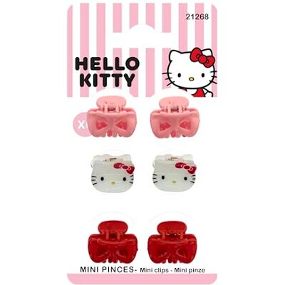 Hello Kitty – Set mit 6 Mini-Haarspangen mit Schleifen – Frisur für kleine Mädchen – Offizielles Sanrio-Produkt Hello Kitty – Set mit 6 Mini-Haarspangen mit Schleifen – Frisur für kleine Mädchen – Offizielles Sanrio-Produkt