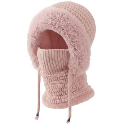 DRESHOW Wintermützen für Damen Balaclava Strickmütze Skull Cap mit Kordelzug Warmer Kapuzenschal Mütze DRESHOW Wintermützen für Damen Balaclava Strickmütze Skull Cap mit Kordelzug Warmer Kapuzenschal Mütze