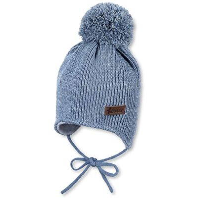 Sterntaler Unisex Kinder Mütze Baby Bommelstrickmütze Melange, Mittelblau, 51 Sterntaler Unisex Kinder Mütze Baby Bommelstrickmütze Melange, Mittelblau, 51