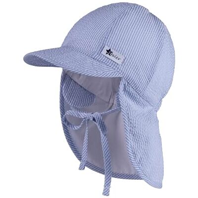 Sterntaler Schirmmütze mit Nackenschutz Streifen Seersucker, Bindeband für Jungen Baby Mütze mit Ohrenklappen und UV -Schutz 50+ Schirmmütze Baby mit Streifenoptik himmelblau, 45 Sterntaler Schirmmütze mit Nackenschutz Streifen Seersucker, Bindeband für Jungen Baby Mütze mit Ohrenklappen und UV -Schutz 50+ Schirmmütze Baby mit Streifenoptik himmelblau, 45