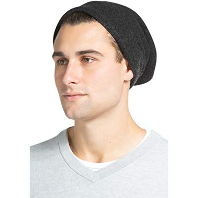 Fishers Finery Slouchy Beanie für Herren, 100% reines Kaschmir, anthrazit, Einheitsgröße Fishers Finery Slouchy Beanie für Herren, 100% reines Kaschmir, anthrazit, Einheitsgröße