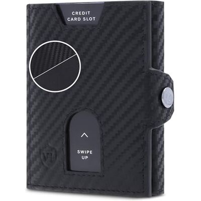VON HEESEN Slim Wallet mit Münzfach & RFID Schutz Geldbörse Herren & Damen Kartenetui Kreditkartenetui Mini Portmonee Geldbeutel Portemonnaie klein Carbon-Schwarz (PU) VON HEESEN Slim Wallet mit Münzfach & RFID Schutz Geldbörse Herren & Damen Kartenetui Kreditkartenetui Mini Portmonee Geldbeutel Portemonnaie klein Carbon-Schwarz (PU)