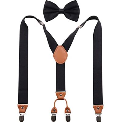 GUCHOL Herren-Hosenträger, Fliege, robust, mit starken Metall-Clips, verstellbar, elastisch, breit, Hosenträger, schwarz GUCHOL Herren-Hosenträger, Fliege, robust, mit starken Metall-Clips, verstellbar, elastisch, breit, Hosenträger, schwarz