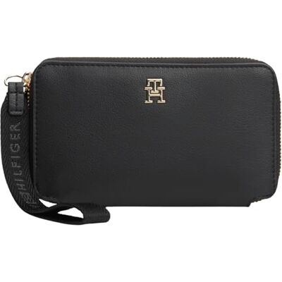 Tommy Hilfiger TH Logotape Compact Zip Around Aw0aw18699, andere Damengeldbörsen, Schwarz (Schwarz), Einheitsgröße Tommy Hilfiger TH Logotape Compact Zip Around Aw0aw18699, andere Damengeldbörsen, Schwarz (Schwarz), Einheitsgröße