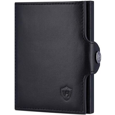 VON HEESEN Slim Wallet mit RFID Schutz Geldbörse Herren klein Mini Geldbeutel Damen Portmonee Kartenetui Echtleder Karten Portemonnaie Leder Kreditkartenetui (Schwarz Glatt) VON HEESEN Slim Wallet mit RFID Schutz Geldbörse Herren klein Mini Geldbeutel Damen Portmonee Kartenetui Echtleder Karten Portemonnaie Leder Kreditkartenetui (Schwarz Glatt)