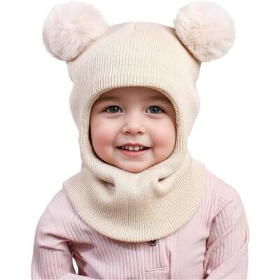 DRESHOW Kinder Wintermütze Warme Schal Schlupfmütze Strickmütze Baby Babymütze mit Bommel, Winddichte Kinder-Balaclava, Weiches Dehnbares Strickgewebe, Baby Warme Outdoor-Mütze DRESHOW Kinder Wintermütze Warme Schal Schlupfmütze Strickmütze Baby Babymütze mit Bommel, Winddichte Kinder-Balaclava, Weiches Dehnbares Strickgewebe, Baby Warme Outdoor-Mütze
