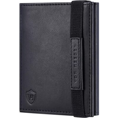VON HEESEN Slim Wallet mit RFID Schutz Geldbörse Herren klein Mini Geldbeutel Damen Portmonee Kartenetui Echtleder Karten Portemonnaie Leder Kreditkartenetui (Schwarz Waxy) VON HEESEN Slim Wallet mit RFID Schutz Geldbörse Herren klein Mini Geldbeutel Damen Portmonee Kartenetui Echtleder Karten Portemonnaie Leder Kreditkartenetui (Schwarz Waxy)
