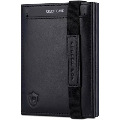 VON HEESEN Slim Wallet mit XL Münzfach & RFID Schutz Leder Geldbörse Herren klein Mini Geldbeutel Damen Portmonee Kartenetui Echtleder Karten Portemonnaie Kreditkartenetui Schwarz glatt VON HEESEN Slim Wallet mit XL Münzfach & RFID Schutz Leder Geldbörse Herren klein Mini Geldbeutel Damen Portmonee Kartenetui Echtleder Karten Portemonnaie Kreditkartenetui Schwarz glatt