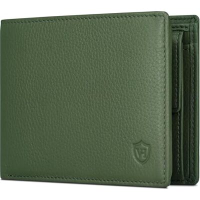 VON HEESEN Leder Geldbörse RFID Schutz I Echtleder Geldbeutel für Damen & Herren I Portemonnaie Brieftasche Wallet Portmonee (Grün) VON HEESEN Leder Geldbörse RFID Schutz I Echtleder Geldbeutel für Damen & Herren I Portemonnaie Brieftasche Wallet Portmonee (Grün)