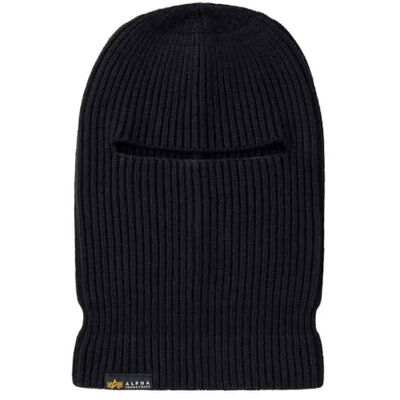 Alpha Herren Label Balaclava Beanie-Mütze, Schwarz, Einheitsgröße EU Alpha Herren Label Balaclava Beanie-Mütze, Schwarz, Einheitsgröße EU