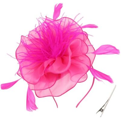 DRESHOW Damen Fascinators Hut Cocktail Party Tee Kopfbedeckung Blume Mesh Organza Bänder Federn auf Einem Stirnband DRESHOW Damen Fascinators Hut Cocktail Party Tee Kopfbedeckung Blume Mesh Organza Bänder Federn auf Einem Stirnband