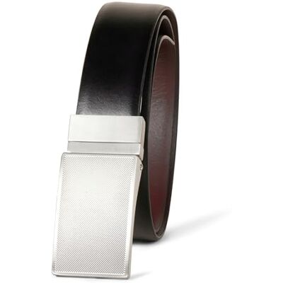 Amazon Herren Wendbarer, feiner Gürtel aus Leder mit Plakette Auslauffarben, Kastanienbraun/Schwarz, 130 Amazon Herren Wendbarer, feiner Gürtel aus Leder mit Plakette Auslauffarben, Kastanienbraun/Schwarz, 130