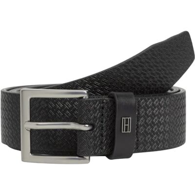 Tommy Hilfiger Herren Gürtel Soho Flag 3,5 cm Eckige Schnalle, Schwarz (Black), 105 cm Tommy Hilfiger Herren Gürtel Soho Flag 3,5 cm Eckige Schnalle, Schwarz (Black), 105 cm