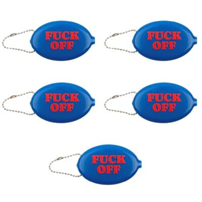 FISURA – Ovale Münzbörse aus Gummi “F*ck Off” in Dunkelblau. Retro-Geldbörse mit Kette, kompakte Unisex Tasche für unterwegs, lustiges Geschenk. 5 Stück. FISURA – Ovale Münzbörse aus Gummi “F*ck Off” in Dunkelblau. Retro-Geldbörse mit Kette, kompakte Unisex Tasche für unterwegs, lustiges Geschenk. 5 Stück.
