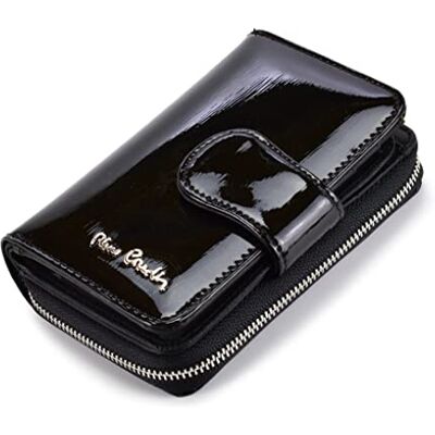 Pierre Cardin Geldtasche für Damen, Frauengeldbörse LINE Portemonnaie, Elegant, Praktisch, Robust, aus lackiertem Leder, Mittelgroß, 9,5 x 13 x 3,3 cm, schwarz Pierre Cardin Geldtasche für Damen, Frauengeldbörse LINE Portemonnaie, Elegant, Praktisch, Robust, aus lackiertem Leder, Mittelgroß, 9,5 x 13 x 3,3 cm, schwarz