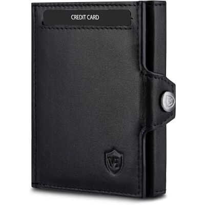 VON HEESEN Slim Wallet mit Münzfach & RFID-Schutz Mini Geldbörse Herren & Damen Kartenetui Geldklammer Kreditkartenetui Portmonee Geldbeutel Portemonnaie klein (Schwarz Glatt) VON HEESEN Slim Wallet mit Münzfach & RFID-Schutz Mini Geldbörse Herren & Damen Kartenetui Geldklammer Kreditkartenetui Portmonee Geldbeutel Portemonnaie klein (Schwarz Glatt)