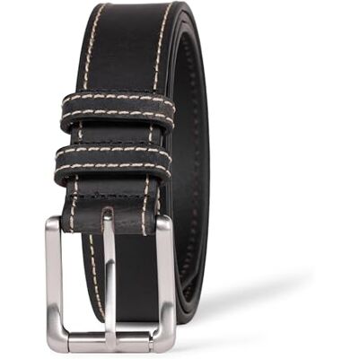 Amazon Herren Jeansgürtel aus Leder mit Genähten Kanten, Schwarz, 140 Amazon Herren Jeansgürtel aus Leder mit Genähten Kanten, Schwarz, 140