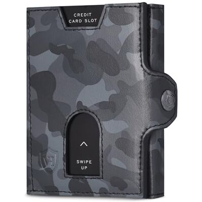 VON HEESEN Slim Wallet mit Münzfach & RFID Schutz Geldbörse Herren klein Mini Geldbeutel Damen Portmonee Kartenetui Echtleder Karten Portemonnaie Leder Kreditkartenetui Camouflage Grau VON HEESEN Slim Wallet mit Münzfach & RFID Schutz Geldbörse Herren klein Mini Geldbeutel Damen Portmonee Kartenetui Echtleder Karten Portemonnaie Leder Kreditkartenetui Camouflage Grau