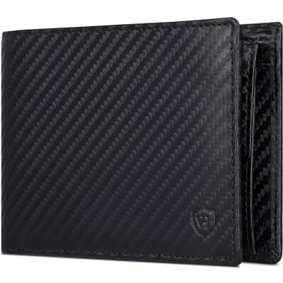 VON HEESEN Geldbörse Herren mit RFID Schutz I Geldbeutel für Männer I Münzbörse Portemonnaie Brieftasche Wallet Portmonee (Carbon-Schwarz) VON HEESEN Geldbörse Herren mit RFID Schutz I Geldbeutel für Männer I Münzbörse Portemonnaie Brieftasche Wallet Portmonee (Carbon-Schwarz)
