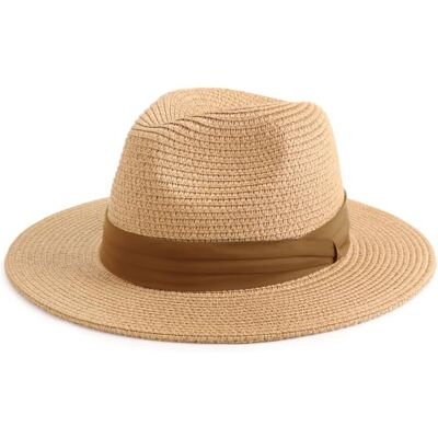 DRESHOW Damen Panama Hut Breiter Krempe Stroh Sommer Fedora Strohhut Panama Aufrollen Hut Strand Rollbar UV Sonnenhut UPF 50 + DRESHOW Damen Panama Hut Breiter Krempe Stroh Sommer Fedora Strohhut Panama Aufrollen Hut Strand Rollbar UV Sonnenhut UPF 50 +