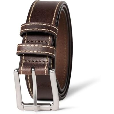 Amazon Herren Jeansgürtel aus Leder mit Genähten Kanten, Braun, 80 Amazon Herren Jeansgürtel aus Leder mit Genähten Kanten, Braun, 80