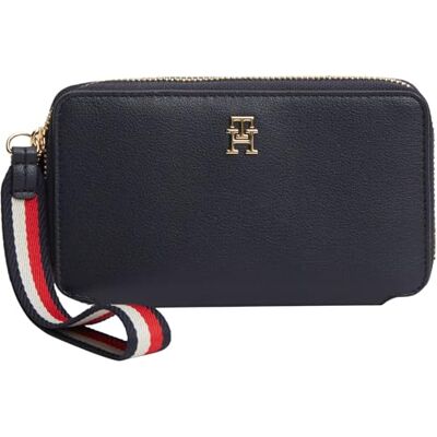 Tommy Hilfiger Th Logotape Compact Zip Around Aw0aw18699, andere Geldbörsen, Damen, Blau (Space Blue Corp), Einheitsgröße Tommy Hilfiger Th Logotape Compact Zip Around Aw0aw18699, andere Geldbörsen, Damen, Blau (Space Blue Corp), Einheitsgröße