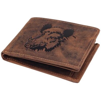 Greenburry Vintage Lederbörse Leder Portemonnaie mit Wildschwein Motiv braun Greenburry Vintage Lederbörse Leder Portemonnaie mit Wildschwein Motiv braun