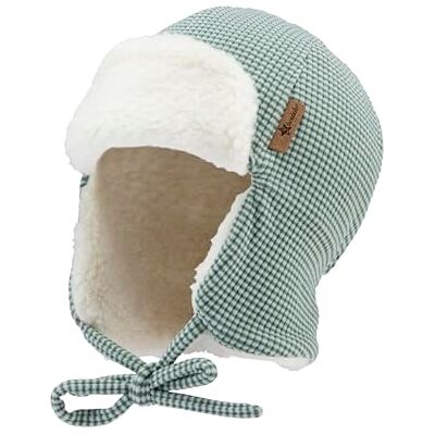 Sterntaler Fliegermütze mit Rippenmuster -dezent gestreift Jungen Holzfällermütze angeschnittenen Ohrenklappen und Bindeband Kinder Wintermütze, gefüttert mit Teddyplüsch mattgrün,47 Sterntaler Fliegermütze mit Rippenmuster -dezent gestreift Jungen Holzfällermütze angeschnittenen Ohrenklappen und Bindeband Kinder Wintermütze, gefüttert mit Teddyplüsch mattgrün,47