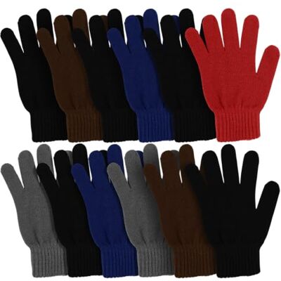 Winterlace Magische Winterhandschuhe, 12 Paar, dehnbar, warm, gestrickt, Großpackung für Herren und Damen, 12 Paar sortierte Feststoffe., Einheitsgröße Winterlace Magische Winterhandschuhe, 12 Paar, dehnbar, warm, gestrickt, Großpackung für Herren und Damen, 12 Paar sortierte Feststoffe., Einheitsgröße