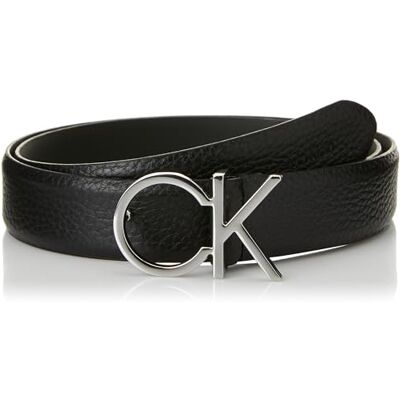 Calvin Damen Gürtel Ck Logo Belt 3.0 Pebble aus Leder, Schwarz (Ck Black), 80 cm Calvin Damen Gürtel Ck Logo Belt 3.0 Pebble aus Leder, Schwarz (Ck Black), 80 cm